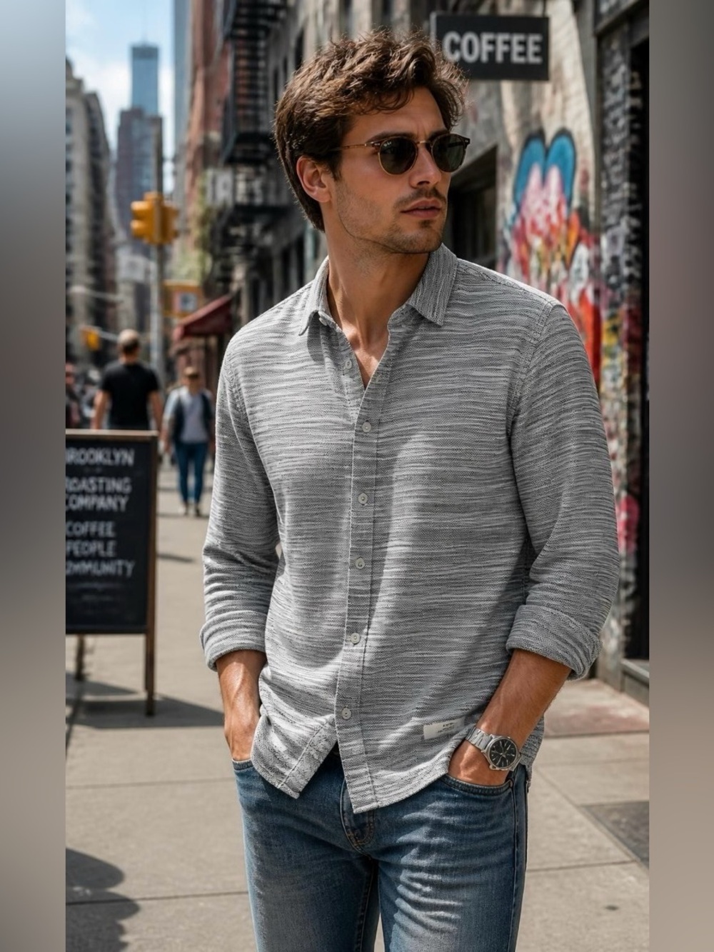 Scotch & Soda Gray Striped Casual Button-Down Shirt